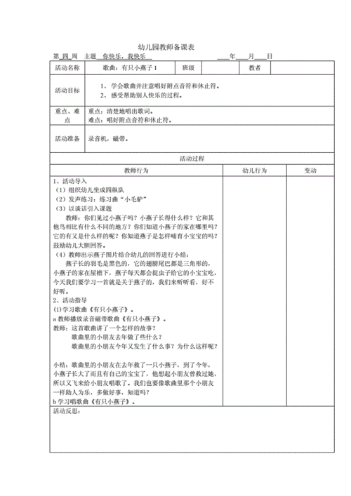 幼儿园备课教案-幼儿园备课教案模板中班